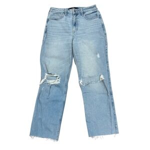 Hollister Women's Jeans Blue Jr Sz 5/27 High Rise Straight Distressed Light Wash